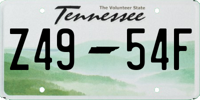 TN license plate Z4954F