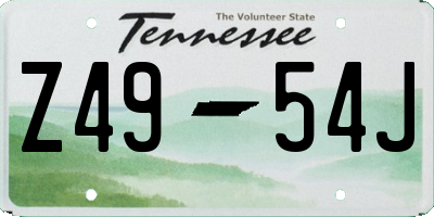 TN license plate Z4954J