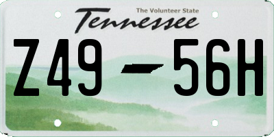 TN license plate Z4956H
