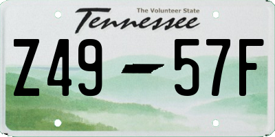 TN license plate Z4957F