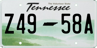 TN license plate Z4958A