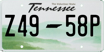 TN license plate Z4958P