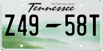 TN license plate Z4958T