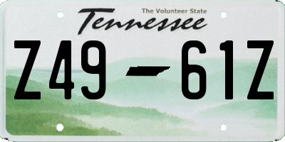 TN license plate Z4961Z