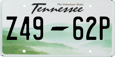 TN license plate Z4962P