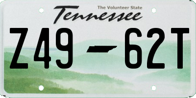 TN license plate Z4962T