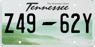 TN license plate Z4962Y