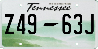 TN license plate Z4963J