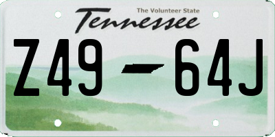 TN license plate Z4964J