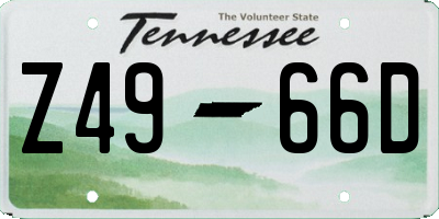 TN license plate Z4966D