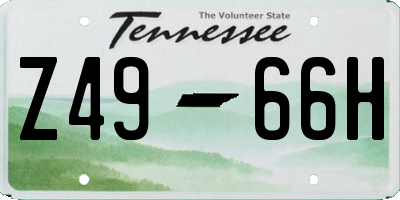 TN license plate Z4966H