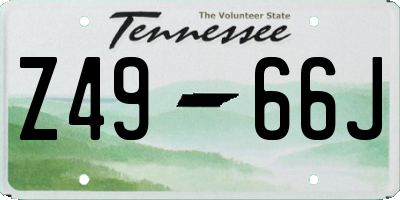 TN license plate Z4966J