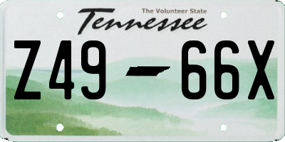 TN license plate Z4966X