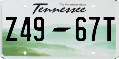 TN license plate Z4967T