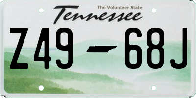 TN license plate Z4968J