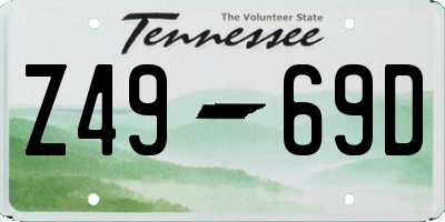 TN license plate Z4969D