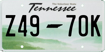 TN license plate Z4970K
