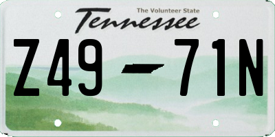 TN license plate Z4971N