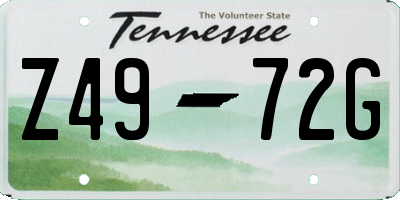 TN license plate Z4972G