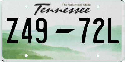 TN license plate Z4972L