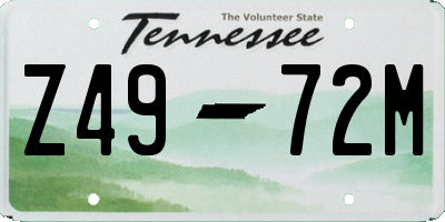 TN license plate Z4972M