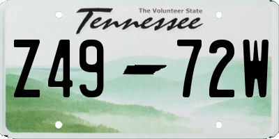 TN license plate Z4972W