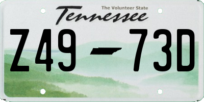 TN license plate Z4973D