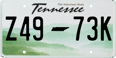 TN license plate Z4973K