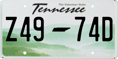 TN license plate Z4974D