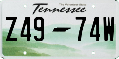 TN license plate Z4974W