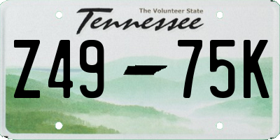 TN license plate Z4975K