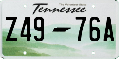TN license plate Z4976A