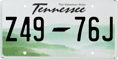 TN license plate Z4976J