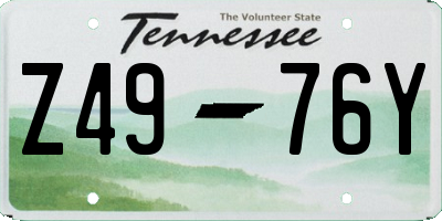 TN license plate Z4976Y