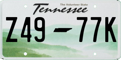 TN license plate Z4977K
