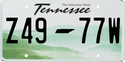 TN license plate Z4977W