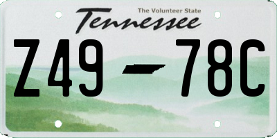TN license plate Z4978C