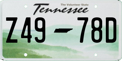 TN license plate Z4978D