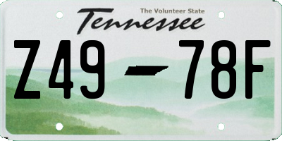 TN license plate Z4978F