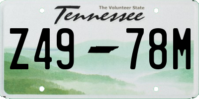 TN license plate Z4978M