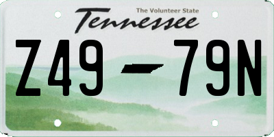 TN license plate Z4979N