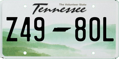 TN license plate Z4980L