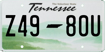 TN license plate Z4980U
