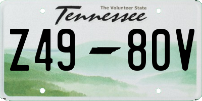 TN license plate Z4980V