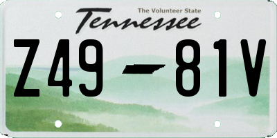 TN license plate Z4981V