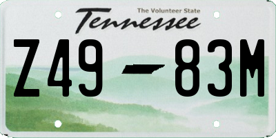 TN license plate Z4983M