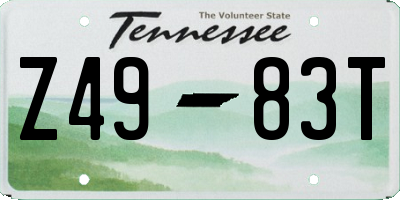 TN license plate Z4983T