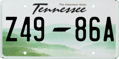 TN license plate Z4986A