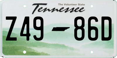 TN license plate Z4986D