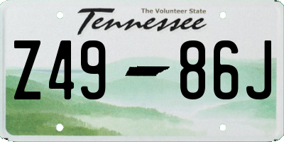 TN license plate Z4986J